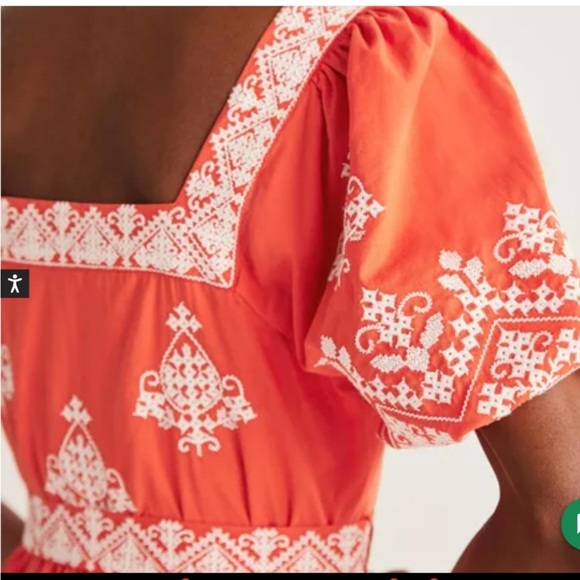 New Boden Square Neck Rara Dress in Firecracker New With Tag Size 6 Embroidered - Picture 16 of 16